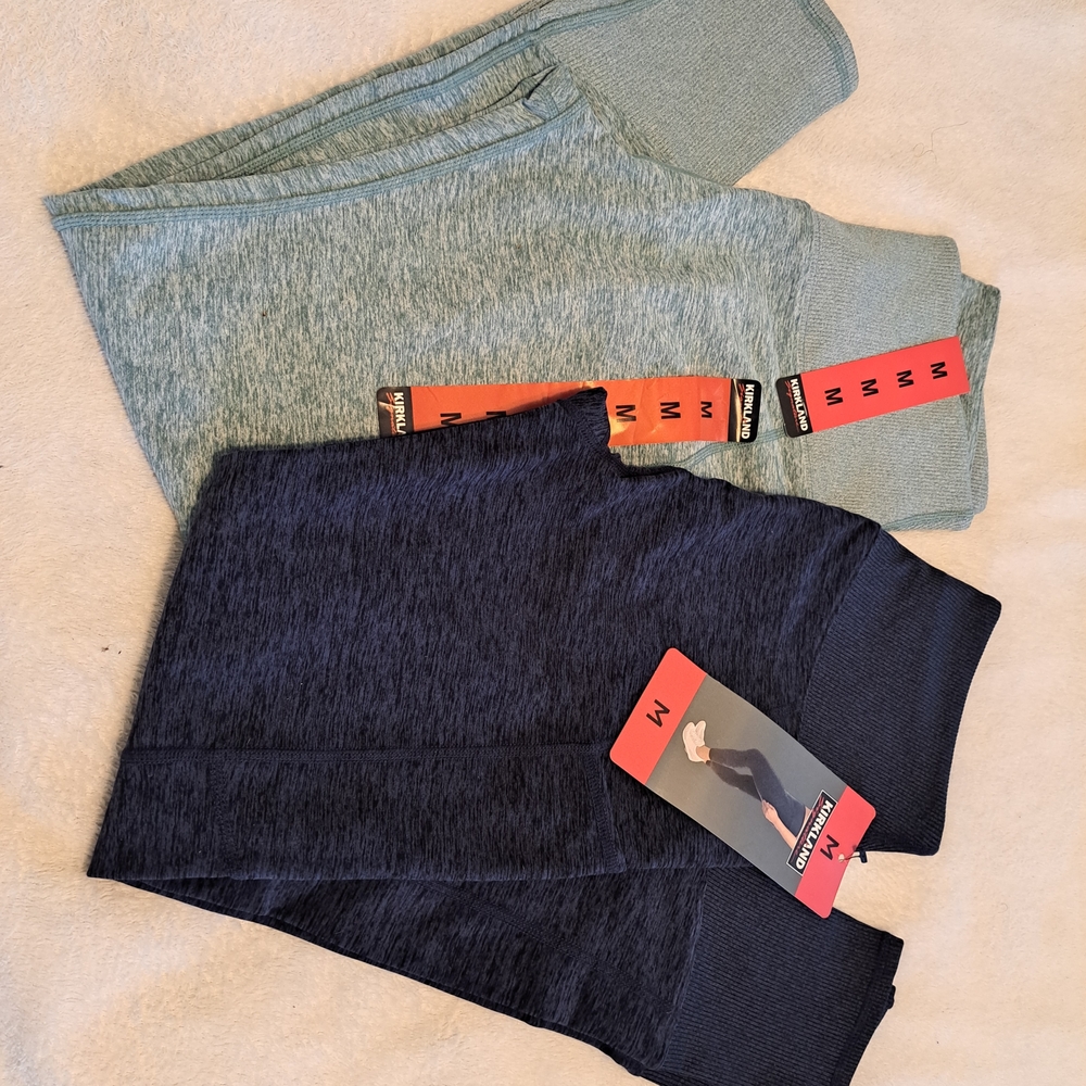 Kirkland Signature Navy and Mint Active Leggings Pair